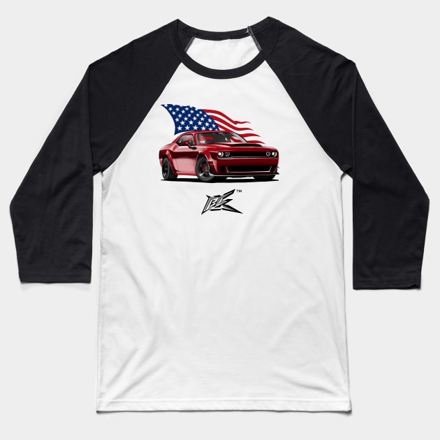 dodge challenger hellcat red Baseball T-Shirt by naquash